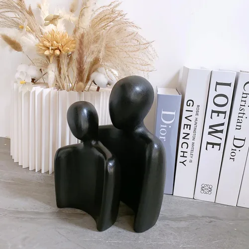 Vista 3 de Estatuas de pareja abrazada de Katoonx, figurilla de amantes de cerámica, personajes abrazados