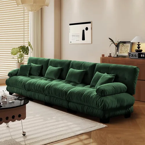 Vista 67 de Reposapiés Otomano Tapizado de Terciopelo con Cojín para Sofá Seccional Sofá 300 libras para Sala de Estar (Beige)