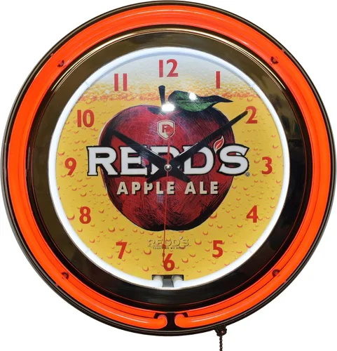 Vista 2 de Redd's Apple Ale Beer Logo Red Double Neon Publicidad Reloj Hombre Cueva Bar Decoración