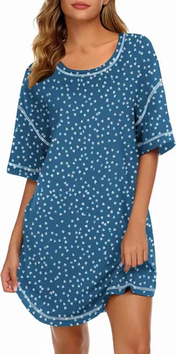 Vista 11 de Ekouaer Camisones para Mujeres Camisa de Dormir Suave de Manga Corta Camisa de Noche de Talla Grande Ropa de Dormir Cómoda Vestido de Dormir