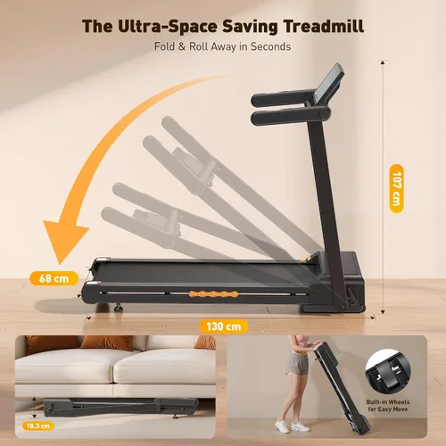 Vista 11 de JAGJOG Treadmill for Home with 15% Auto Incline, 3.5HP Quiet Foldable Treadmill, 12 HIIT Programs, 14.96" Wide LED Touchscreen, Smart App & Heart