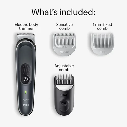 Vista 3 de Braun Body Groomer 5 para hombre, BG5340, herramienta de mapeo, tecnología SkinShield, peine sensible, hoja de metal afilada de por vida, peluquería