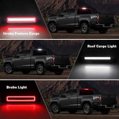 Vista 2 de Tercera Luz de Freno LED Compatible con Colorado Canyon 2015-2022, Reemplazo de Tercera Luz de Freno Estroboscópica F1, Luz de Parada de Montaje