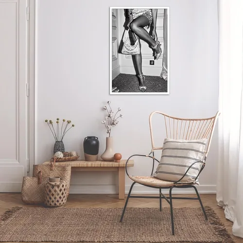 Vista 6 de KFDJIG Póster femenino de moda vintage, fotografía feminista en blanco y negro, arte de pared, retro, hermoso, elegante, mujer, impresiones