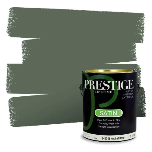 Vista 168 de Prestige Paints - Pintura exterior e imprimación en uno, 1 galón, plano, compatibilidad comparable con el color menta «Whipped Mint» de Behr