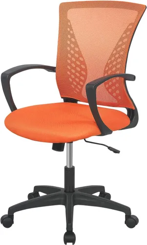 Vista 9 de Silla de oficina FDW para el hogar, con respaldo de altura media, para computadora, con soporte lumbar giratorio, ajustable, para trabajo, Negro