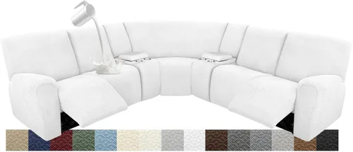 Vista 77 de Fundas para sofá modular reclinable, impermeable, en forma de L, lavable, para sofá reclinable en forma de L, súper elásticas, suaves, para esquinas