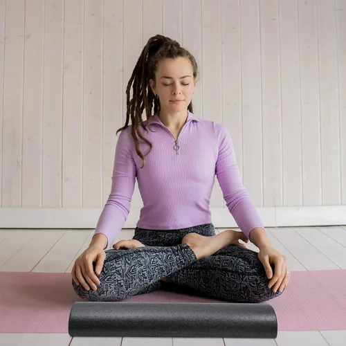 Vista 6 de STOBAZA Rodillo de yoga semicircular de alta densidad masajeador muscular negro para fitness alivio de espalda Pilates y entrenamiento de ejercicio