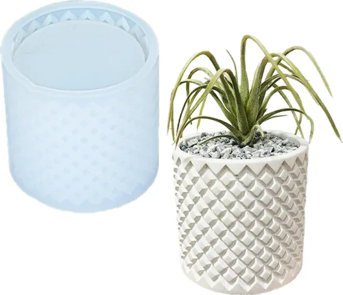 Vista 8 de Molde de Silicona para Florero de Flores Secas, Maceta de Concreto, Plantas Suculentas, Molde de Cemento Yeso Arcilla para Frasco de Vela/Contenedor