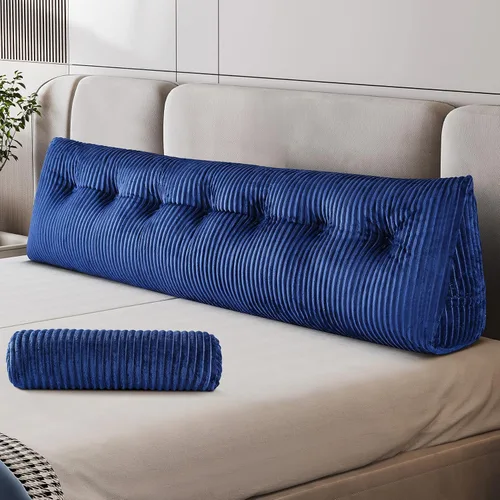 Vista 11 de Z-hom - Almohada grande para cabecero con un solo rollo, almohada de cuña para sentarse en la cama, cojín triangular de apoyo de respaldo para leer