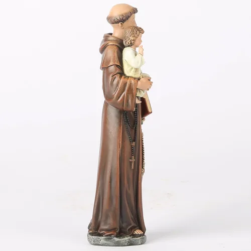 Vista 5 de Estatua católica de San Antonio de BC, figura bendita, regalo religioso para papá, decoración inspiradora para el hogar, 6 pulgadas de alto, Realista