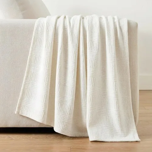 Vista 10 de Nautica - Manta tamaño Queen, ropa de cama tejida de algodón texturizado, ideal para cama o sofá, certificado Oeko-Tex (rayas grises)