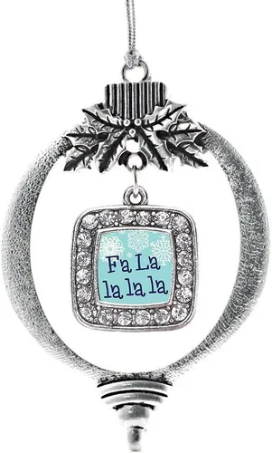Vista 222 de Inspired Silver - Adorno con dije de reina de rodillo - Adornos navideños cuadrados de plata con joyas de circonita cúbica