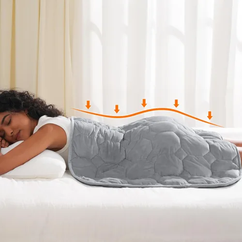 Vista 9 de Kivik Manta con peso para adultos, almohadilla de peso de 7 libras, manta pesada pequeña, almohadillas portátiles de viaje, regalos cálidos