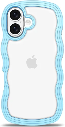 Vista 143 de Anuck Funda para iPhone 13 Pro con borde ondulado, diseño trasero transparente, agarre antideslizante, forma de marco rizado ondulado, a prueba