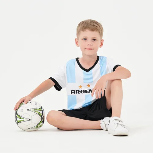 Vista 6 de BDONDON Camisetas de fútbol para niños y niñas, trajes de camiseta de entrenamiento de fútbol para niños y niñas, uniformes