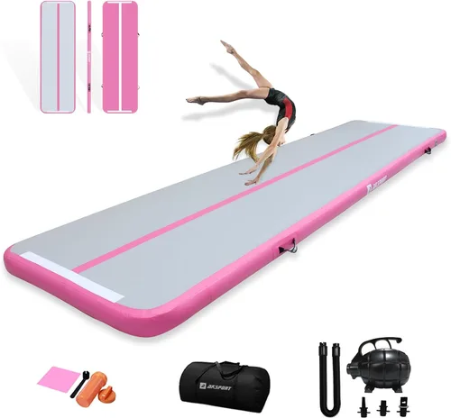 Vista 20 de AKSPORT - Tapete de aire para gimnasia o acrobacias, inflable, con bomba de aire para uso en el Negro