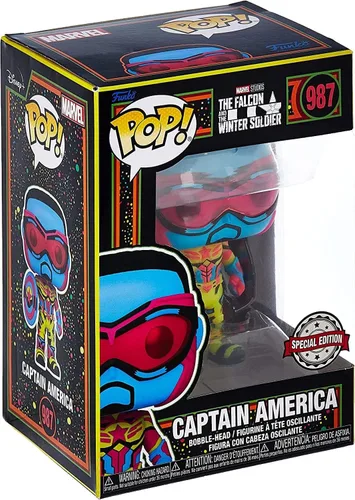 Vista 2 de Marvel Falcon & Winter Soldier POP Figura de vinilo Capitán América (luz negra)
