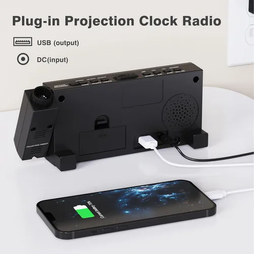 Vista 15 de Radio reloj despertador con visualización LED de 1.8 pulgadas, de carga USB, alarma dual, respaldo de batería (Versión actualizada) Mesqool AM/FM