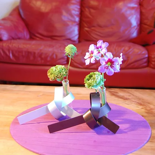 Vista 5 de ALART Musubi Flower Base/Flower Vase/Single Wheel Holder, Silver Sliver