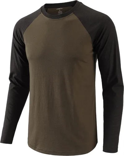 Vista 3 de HARBETH Camiseta de manga larga para hombre, estilo casual, vintage, ajustada, deportiva, gimnasio, entrenamiento, béisbol, senderismo