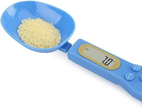 Vista 4 de Cuchara de báscula de alimentos, báscula de cocina portátil de alta precisión para el hogar, 1.1 lb/500 g (0.00 oz) LCD electrónico preciso, Azul
