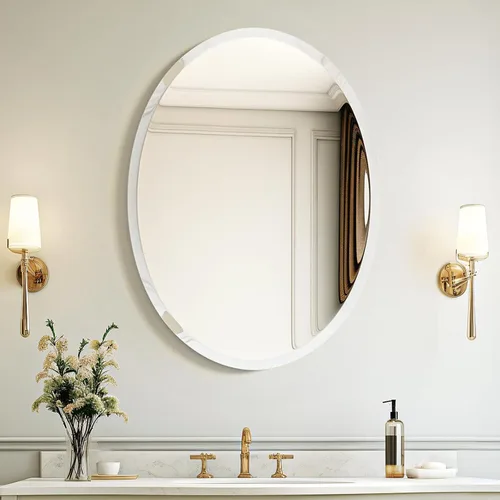 Vista 14 de Black Oval Bathroom Mirrors for Over Sink 24x32 Inch Oblong Vanity Mirror, Crystal-Clear HD Glass, Rust-Proof Aluminum Frame, Inner-Curved Decor