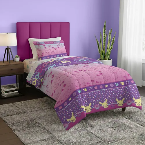 Vista 14 de Northwest Pokemon - Juego de cama individual en una bolsa, Pikachu Squirtle Eevee Charmander, ropa de cama de anime para niñas y niños, escuadrón