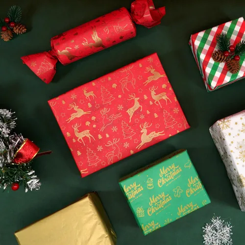 Vista 6 de Bobobag Papel de seda de Navidad de 20 x 20, 80 hojas para bolsas de regalo - Papel de seda dorado para regalos de Navidad y celebraciones