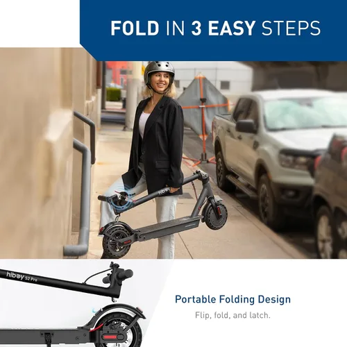 Vista 4 de Hiboy S2 Pro Electric Scooter, 500W Motor, 10" Solid Tires, 25 Miles Range, 19 Mph Folding Commuter Electric Scooter for Adults