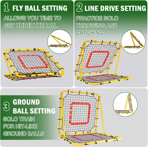 Vista 12 de BaseGoal Baseball Rebounder Net with Pitching Target,Easy Adjustable Angles Multi-Sport Training Rebound Screen, multi-angle pitch back; Strike