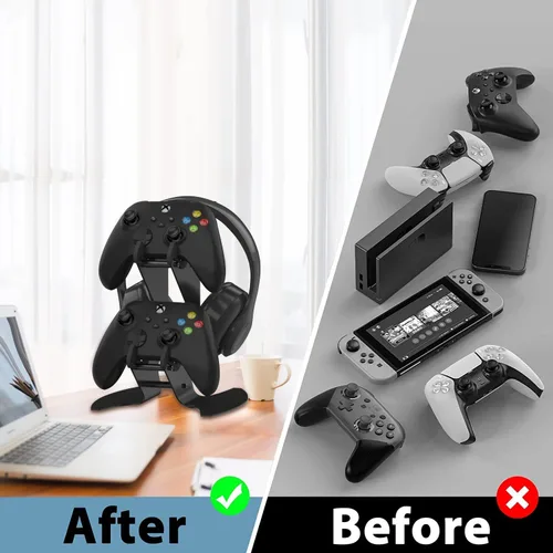 Vista 6 de DOYO Controller Stand Organizer for Desk, Universal Headphone Stand for Xbox PS5 PS4 Switch, Headset Holder & Desk Mounts, Gaming Desk Accessories