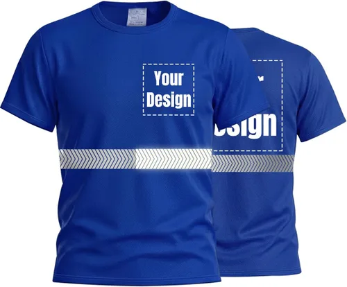 Vista 12 de Camiseta Hi Vis con tira reflectante de alta visibilidad, camisetas de seguridad personalizadas para tu logotipo, camisas de trabajo al aire libre