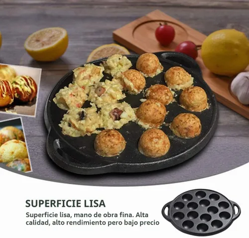 Vista 5 de Cabilock Mini moldes para tartas de hierro fundido Caracol Escargot Plate 15 agujeros de compartimiento molde negro para panqueques