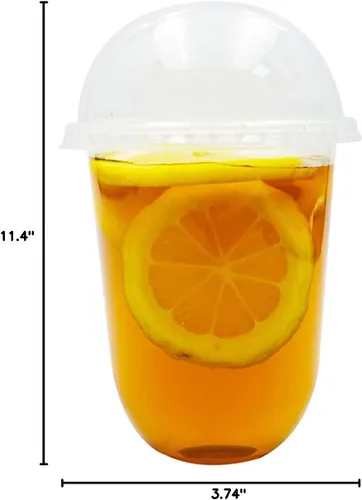 Vista 7 de 100 unidades de vasos de plástico desechables de 16 onzas con tapas, vasos transparentes de plástico para bebidas frías/Bubble Boba/café