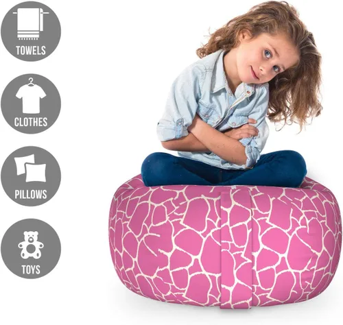 Vista 2 de Ambesonne Hot Pink - Silla de almacenamiento para juguetes, diseño abstracto de piel de jirafa, colorido animal exótico camuflaje Savannah Jungle