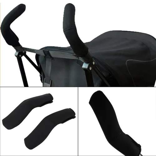 Vista 8 de Paquete de 2 fundas protectoras para manijas de cochecito, funda protectora para reposabrazos con cremallera extraíble, ajuste universal, funda