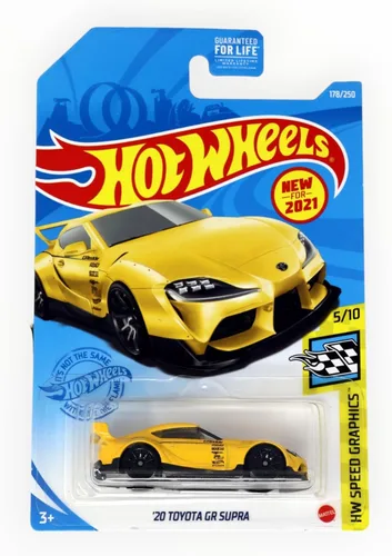 Vista 2 de Hot Wheels Toyota GR Supra, [amarillo] Gráficos de velocidad 178/250 5/10
