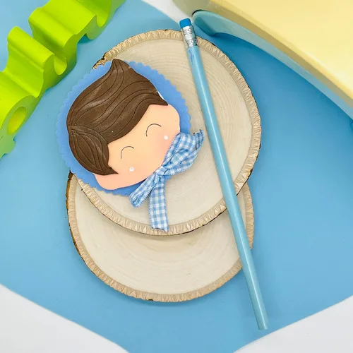 Vista 7 de Adorno hecho a mano para lápiz, adorno para bolígrafo, para niños y amantes de la escritura, aplique en goma eva. adorable adorno de niño
