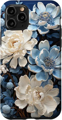 Vista 27 de iPhone 16 Chinoiserie Floral Toile Blue and White Case
