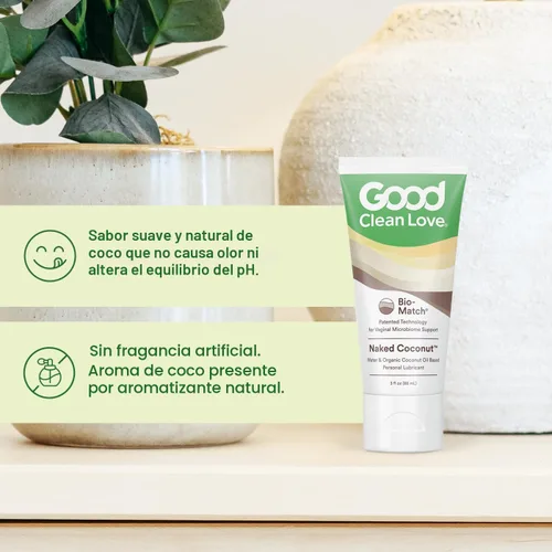 Vista 7 de Good Clean Love Naked Coconut - Aceite de coco orgánico y lubricante a base de agua, lubricante personal con ácido hialurónico. Seguro para juguetes