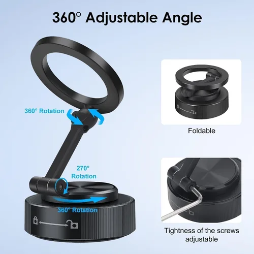 Vista 6 de EEEKit Soporte magnético para teléfono al vacío con ventosa, soporte de teléfono de succión ajustable de 360° para automóvil, compatible con iPhone