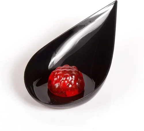 Vista 3 de 240 cucharas de plástico para aperitivo de lágrima, color negro para servir postres, pasteles, aperitivos, porciones pequeñas, reutilizables