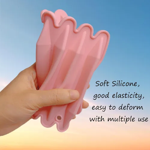 Vista 3 de Moldes de silicona aptos para horno, paquete de 4 moldes de silicona triangulares reutilizables 3D surtidos para crayones de cera, velas