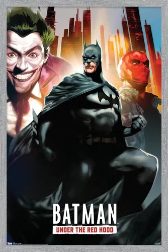 Vista 12 de Trends International DC Comics - Póster de pared de Batman con capucha roja, 14.725 x 22.375 pulgadas, versión enmarcada de madera de granero