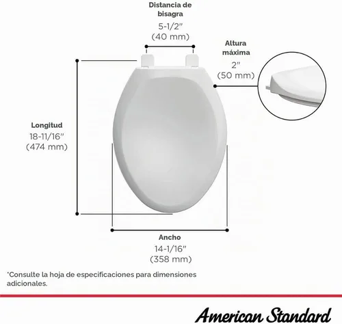 Vista 6 de American Standard 5321A65CT.020 Champion - Asiento de inodoro alargado de cierre lento, color blanco