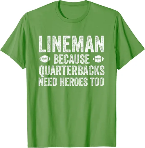 Vista 23 de Lineman Because Quarterbacks Need Heroes Camiseta de fútbol linieros S Negro