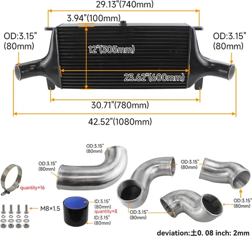 Vista 2 de Kit Intercooler Fmic de Alto Rendimiento para Skyline R33 R34 GTR RB26Dett Negro