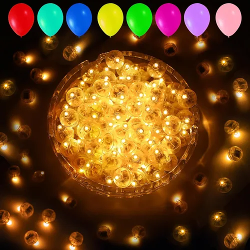 Vista 38 de Aogist - 50 mini luces de 10 colores, luz LED impermeable de largo tiempo de espera, funciona con pilas, lámpara de bola para globo, farol de papel