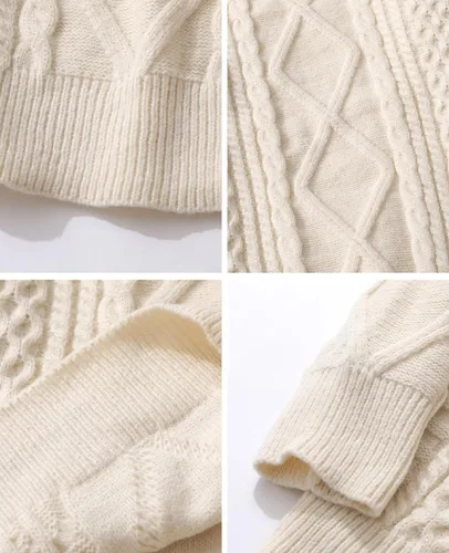 Vista 5 de Aelfric Eden Oversized Knit Sweater Solid Vintage Pullover Unisex Woven Crewneck Knitted Tops